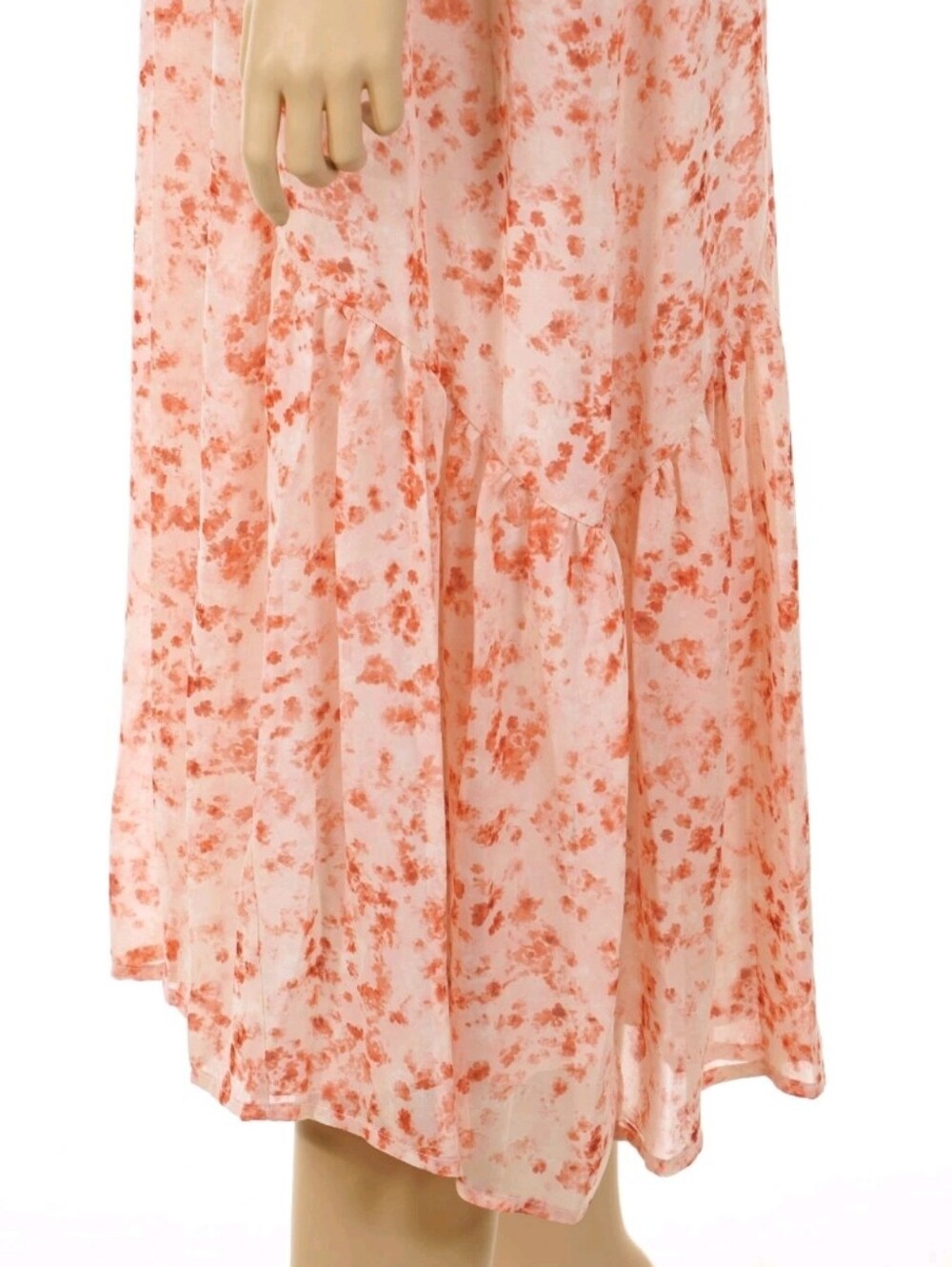 Vera Wang Peach Floral Sleeveless Midi Dress - Picture 6 of 10